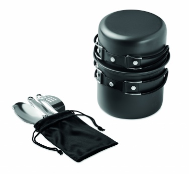 Logo trade promotional merchandise picture of: 2 camping pots with cutlery